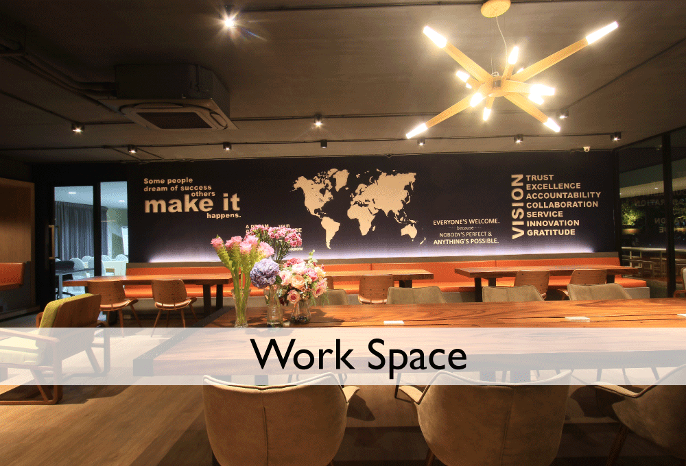 work space at icove coliving